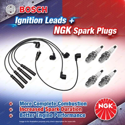 4 NGK Spark Plugs + Bosch Leads Kit for Toyota Hilux RN 104 110 130 138 RN 85 90 - image 1 of 2