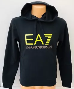 Emporio Armani EA7 schwarzer Hoodie mit Fleecefutter großes Brustlogo Größe M neu mit Etikett - Bild 1 von 4