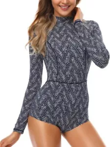 AXESEA Womens Rash Guard UPF 50+ Long Sleeve Swim Shirt One Piece 10, Blue - Picture 1 of 6