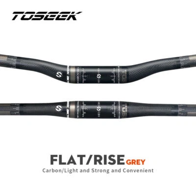 TOSEEK Carbon Fiber Handlebars 580-760mm XC MTB Bicycle Flat Bar Rise Bar 31.8mm - Image 1 of 4