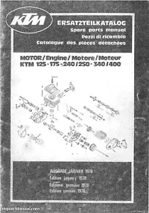 1978-1979 KTM 125 175 240 250 340 400 Motorcycle Engine Spare Parts Manual - Picture 1 of 1