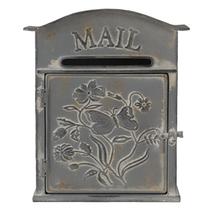 Taupe Metal Post Letter Box - Distressed Grey Taupe French Style - Picture 1 of 3