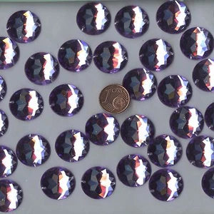 PC22*** 30 pierres à coudre à facettes acrylique rondes 18mm -  VIOLET - Picture 1 of 1