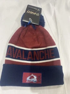 Colorado Avalanche  Fanatics Authentic Pro Cuffed Knit Hat with Pom Blue/Maroon - Picture 1 of 2