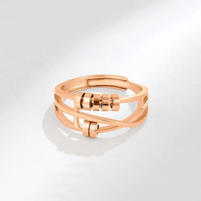 Drehbarer Ring Für Herren Und Damen Bandring Aus Edelstahl Verstellbar  ▽ - Bild 1 von 4