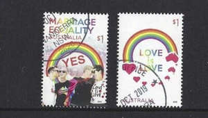 AUSTRALIA 2019 PAR DE SELLOS MATRIMONIO/IGUALDAD BUEN USADO - Imagen 1 de 1