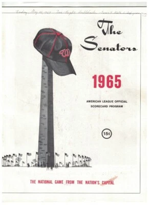 1965 Washington Senators Scorebook Program vs Minnesota Twins 0SP67 - Image 1 of 4
