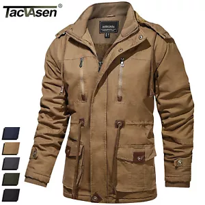 Men's Winter Coats Thermal Fleece Lined Work Hooded Jackets Casual Warm Outwear - Picture 1 of 47