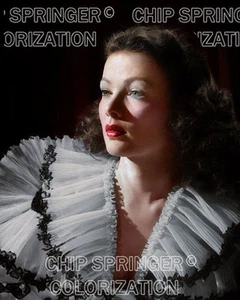 GENE TIERNEY WEARING RUFFLES BEAUTIFUL COLOR PHOTO BY CHIP SPRINGER - Picture 1 of 1