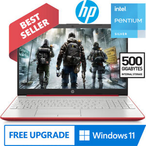 2022 HP RED 15.6" Laptop Computer Intel Pentium Silver N5000 4GB 500GB HD WebCam