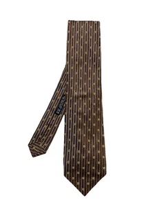 BRIONI Brown Silk Tie. Striped Pattern. M In Italy. Ex Con - Picture 1 of 4
