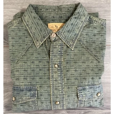 Camisa a Presión Red Head Ranch Perla Talla L Denim Cambray Ropa de Trabajo Occidental Foto 1 de 4