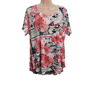 Style & Co lässiges Oberteil Bluse mit Perlen Damengröße 2X geblümt - Bild 1 von 9