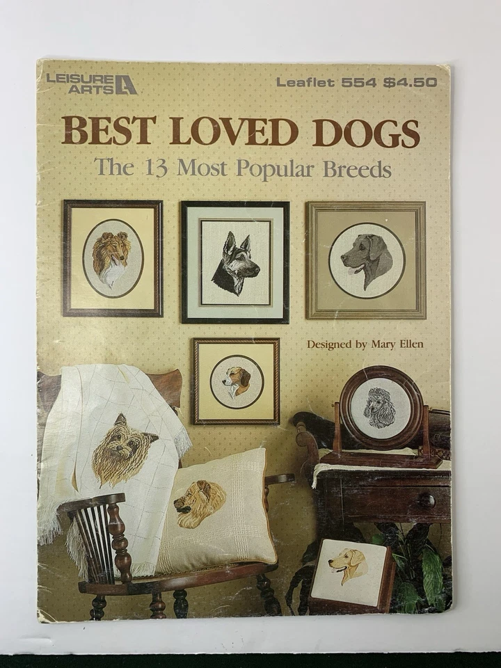 Vtg Best Loved Dogs 13 Most Popular Breeds Leisure Arts Leaflet 554 - 1987 - Image 1 of 4
