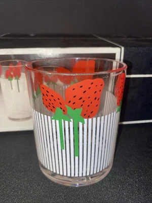 Vtg HJ Stotter Set of 6 Acrylic Double Old-Fashioned Plastic Glasses Picket NOS - Image 1 of 4