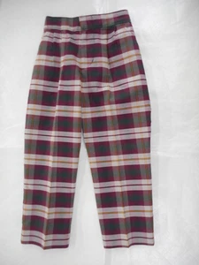 Niñas A+ Granate y Blanco Cuadros Plisado Frontal Uniforme Pantalones Ajustados Tallas 4-17 Jr. - Imagen 1 de 4