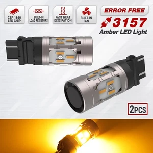 2x 3157 Canbus Error Free Yellow LED Rear Turn Signal Parking Light Bulbs - Foto 1 di 9