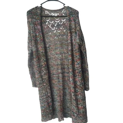 John Paul Richard Womens Size Small Multicolored Open Knit Long Cardigan Sweater - Image 1 of 4