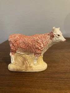 "Estatuilla de tiza vintage Hereford Bull Cow Steer Grass Field Country Chic 3""" - Imagen 1 de 11