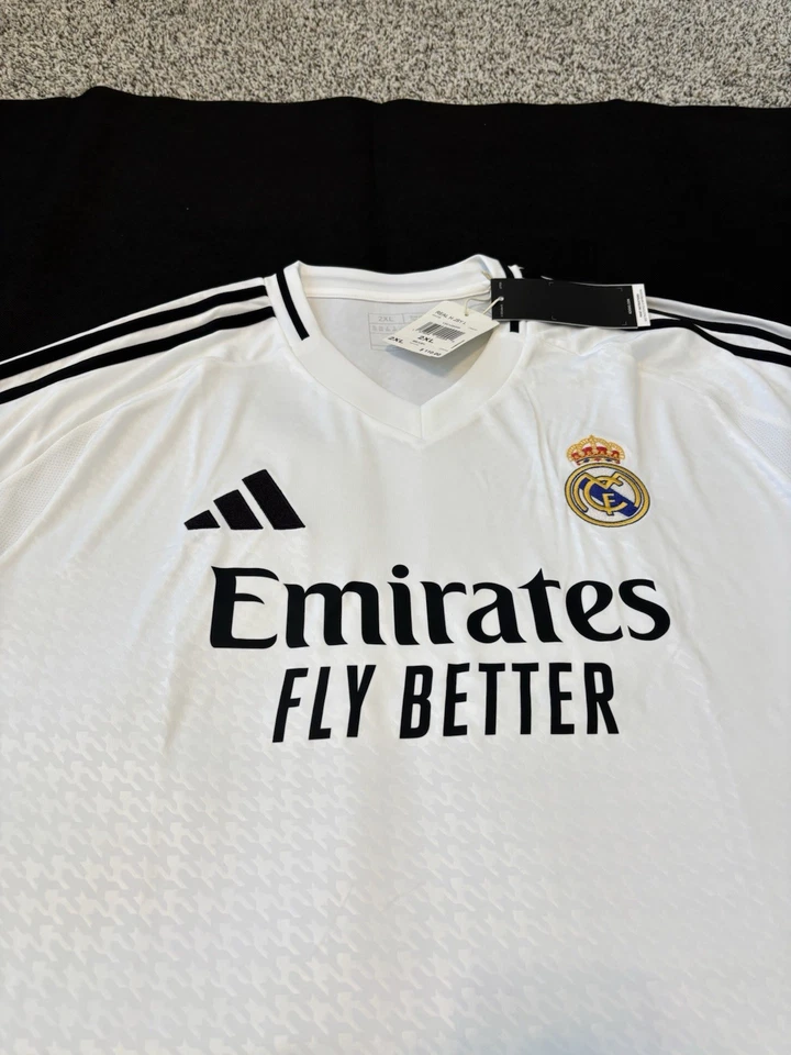 adidas Mens Jersey Size 2XL Real Madrid L/S Home Soccer 24/25 IT3442