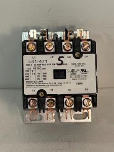 Used - Johnstone Supply Contactor L41-471 120V Coil  HCCY4XT04CJ303  40FLA 600v - Picture 1 of 5