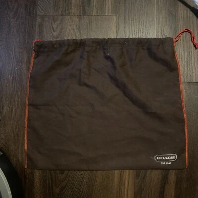 COACH Cartera Marrón Bolsa Antipolvo Cubierta con Cordón Rojo 16" x 13" Foto 1 de 4