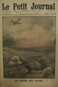 WW1 GRAVURE LE PETIT JOURNAL 1916 AVIATION AVION ALLEMAND LE TAUBE EST PASSÉ  - Picture 1 of 2