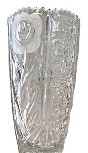 "Florero American Brilliant vintage con flores esmeriladas ~ 10"" I" - Imagen 1 de 24