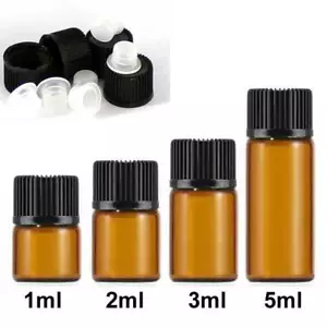 1ml-5ml Multi-color Small Vials Glass Bottles White Stopper for Essential Oil - Picture 1 of 18