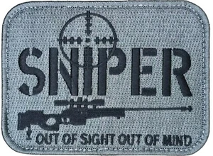 SNIPER OUT OF SIGHT OUT OF MIND ACU DARK MILITARY TACTICAL HOOK MORALE PATCH - Picture 1 of 2