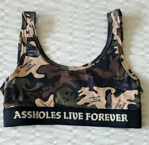 A$$holes Live Forever Camo Skull Sports Bra China M / USA XS - Picture 1 of 9