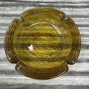 Vintage Heavy Amber Glass Ashtray MCM Straw Swirl Textured 8 3/4” Across - Picture 1 of 3
