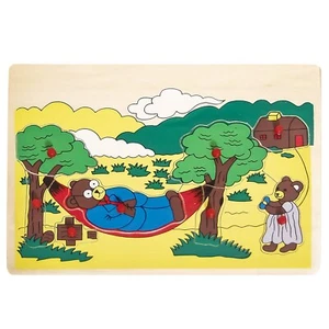Steckpuzzle Puzzle Holzpuzzle Bären Setzpuzzle Kleinkinder Holzspielzeug Kinder - Bild 1 von 6