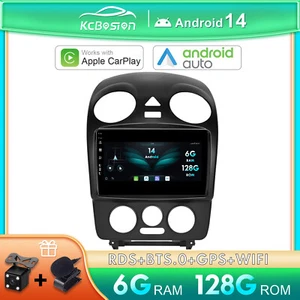 6G+128GB Android 14 Autoradio Carplay GPS Per VW NEW Beetle 2001-2010 DAB+WIFI - Foto 1 di 13