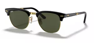 OCCHIALI DA SOLE RAY BAN 2176 CLUBMASTER FOLDING 51 LARGE col. 901 NERO/ORO - Foto 1 di 9