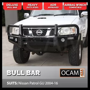 OCAM Deluxe Steel Bull Bar for Nissan Patrol GU 2004-16, Winch Compatible - Picture 1 of 12