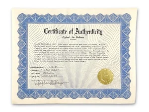 Echtheitszertifikat für Lithographie "Reiten" von Marc Chagall - Bild 1 von 7