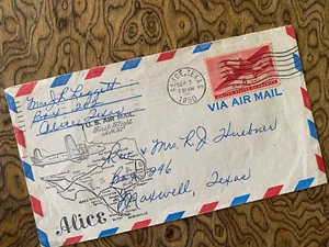 Alice Texas Envelope 1950 Air Mail Postmark w/Alice Map Vintage - Picture 1 of 1