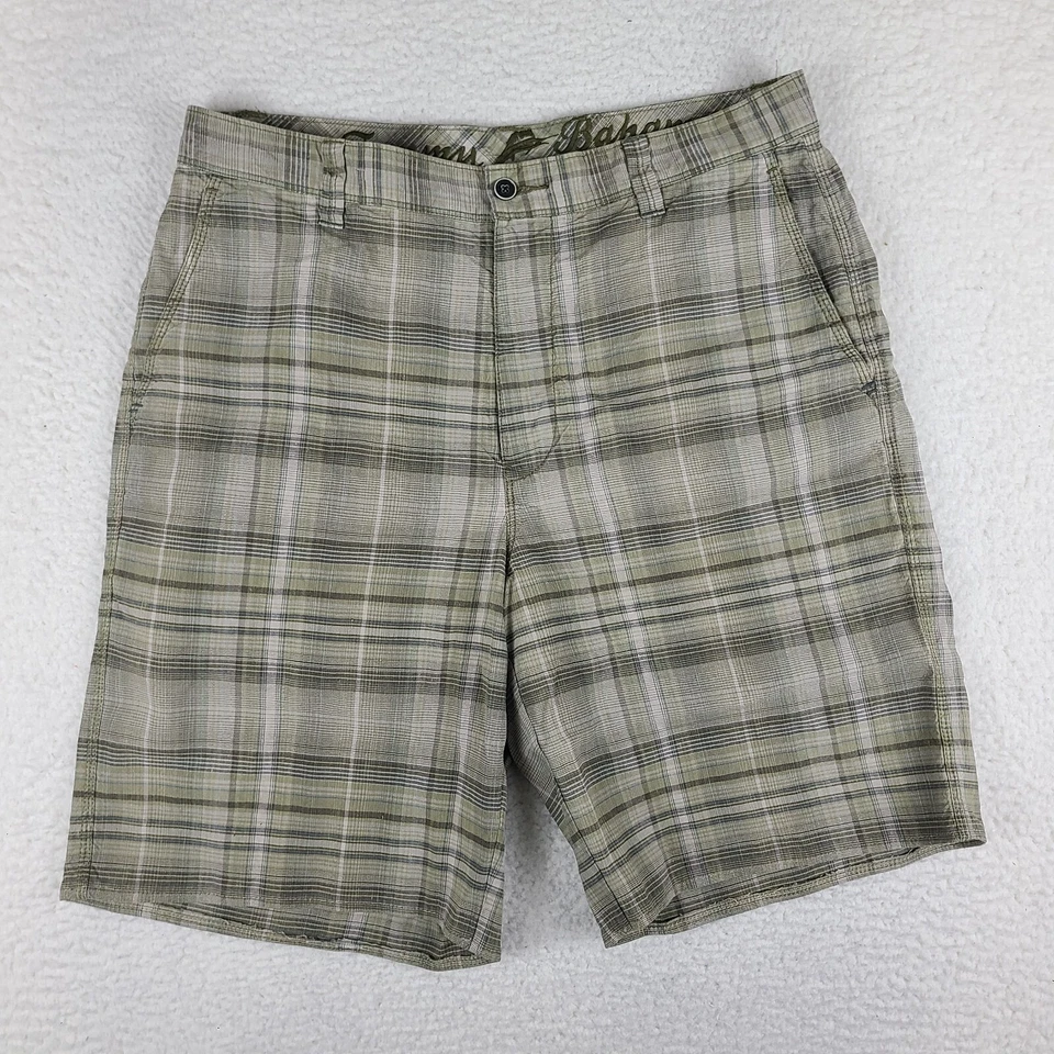 Tommy Bahama Pantalones Cortos Para Hombres 32 Azul Salvia Verde Cuadros 9" Entrepierna Lino Seda Chino Foto 1 de 4