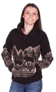 Woodlands Wolf Bear Elch Damen Fleece Cinchback Jacke Made USA - Bild 1 von 1