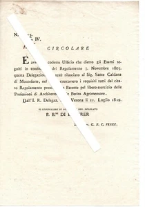 crv 154 1819 - VERONA - MONTEFORTE - License of Civil Architect Surveyor - Picture 1 of 1