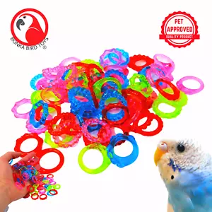 2954 Pk72 Tiny Crystal Rings Foot Parrot Bird Toy Conure Pionus Lorikeet - Picture 1 of 7