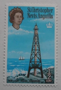 ST CHRISTOPHER NEVIS ANGUILLA LIGHTHOUSE SOMBRERO 1/2 CENT STAMP - Picture 1 of 2