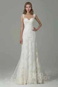 Coco Melody Sheath-Column Court Train Lace Wedding Dress CWVT15002 - Size: UK 8 - Picture 1 of 4