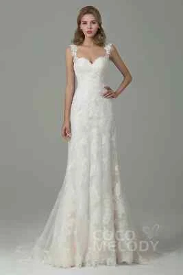 Coco Melody Sheath-Column Court Train Lace Wedding Dress CWVT15002 - Size: UK 8 - Image 1 of 4