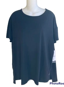 Nine West Active Top Mixed Media Short Sleeves Moisture Wicking NWT Black Medium - Picture 1 of 3
