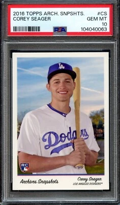 2016 Topps Archives Snapshots #CS Corey Seager RC PSA 10 Low Pop LA Dodgers 0063 - Image 1 of 2