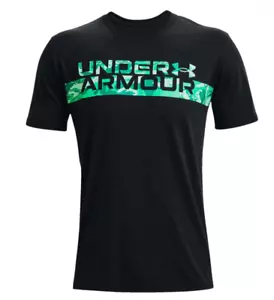 T-shirt Under Armour uomo 3XL mimetica a righe sul petto manica corta nera nuova con etichetta - Foto 1 di 1