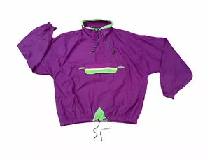 HOT ZONE Vintage 80s Snowboard Jacket Lightweight Mens Large Nylon Neon Purple - Picture 1 of 6