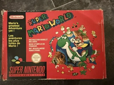 Super Mario World SNES. Rare Red Box Variant, Complete. Super Mario World PAL UK - Image 1 of 4